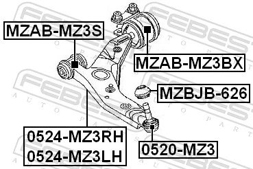 MZABMZ3BX Febest Сайлентблок переднього нижнього важеля