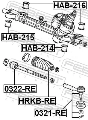 HAB215 Febest Сайлентблок кріплення рульової рейки