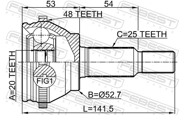 2410ARKA48R Febest ШРКШ зовнішній задній