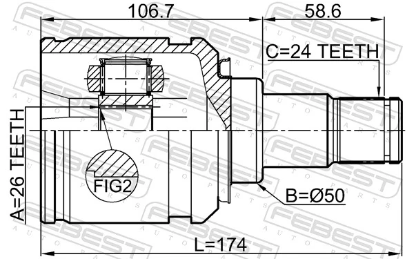 0111AGV10LH Febest ШРУС внутрішній, передній, лівий