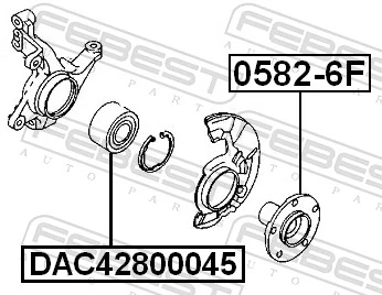 DAC42800045 Febest Підшипник маточини передньої