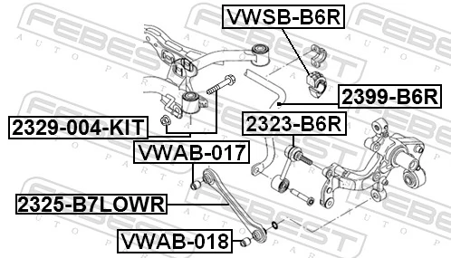 2329004KIT Febest Болт кріплення заднього розвального важеля, внутрішній