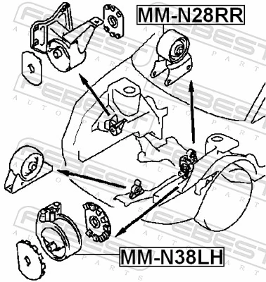 MMN28RR Febest Задня подушка двигуна