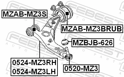 MZABMZ3BRUB Febest Сайлентблок переднього нижнього важеля