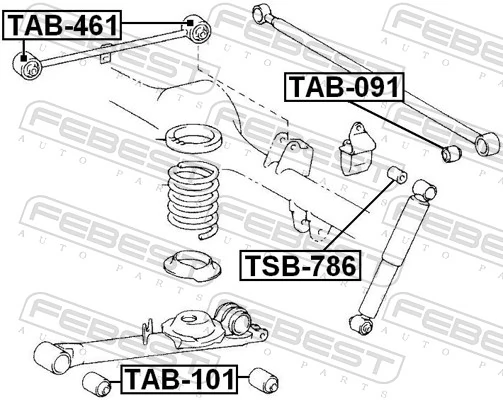 TAB461 Febest Сайлентблок задньої поздовжньої тяги
