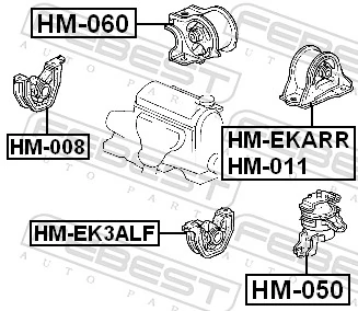 HM060 Febest Права подушка мотора