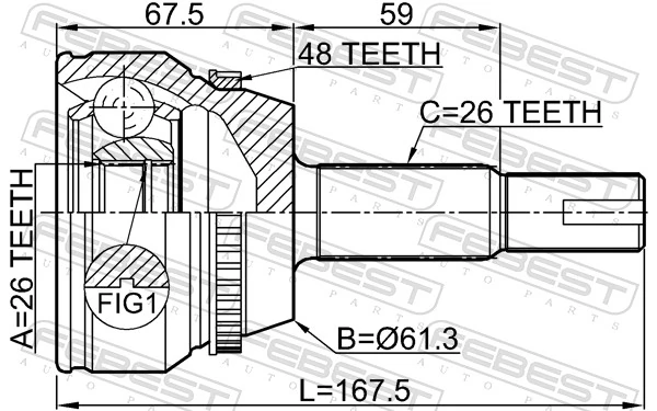 0110ACV40L26A48 Febest Граната зовнішня