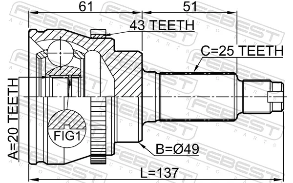0710RM413A43 Febest Граната зовнішня