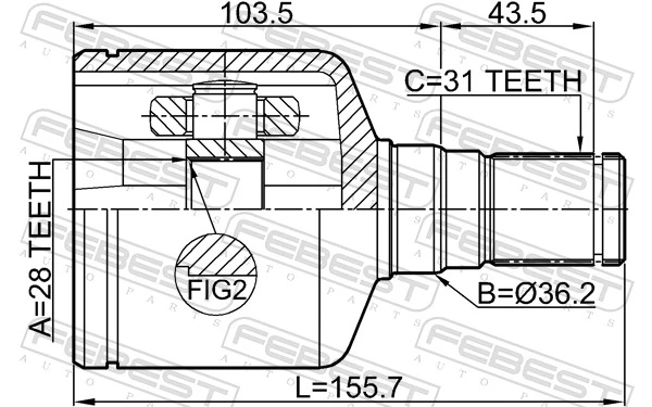 2111AWF21LH Febest Граната зовнішня