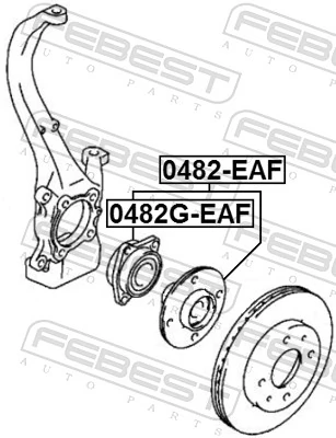 0482GEAF Febest Підшипник маточини передньої