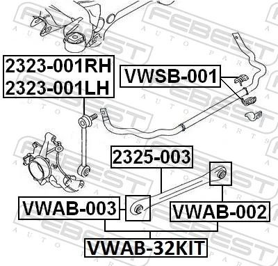 VWAB32KIT Febest Сайлентблок тяги поперечної, задньої підвіски