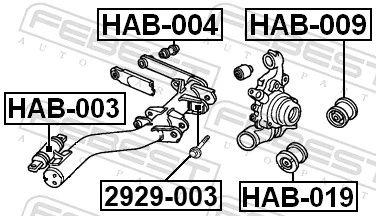 HAB009 Febest Сайлентблок задньої підвіски