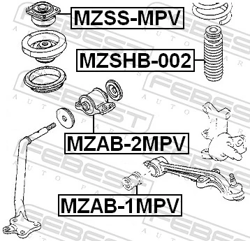 MZAB2MPV Febest Сайлентблок розтяжки переднього нижнього важеля