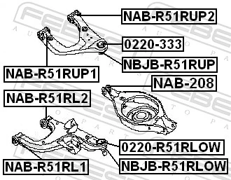 NAB208 Febest Сайлентблок задньої тяги