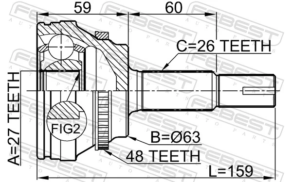 0110ACV40A48 Febest Граната зовнішня