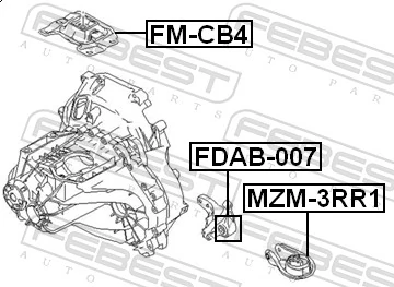 FDAB007 Febest Сайлентблок кронштейна задньої подушки двигуна