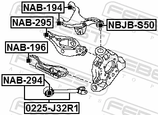 NAB295 Febest Сайлентблок задньої тяги