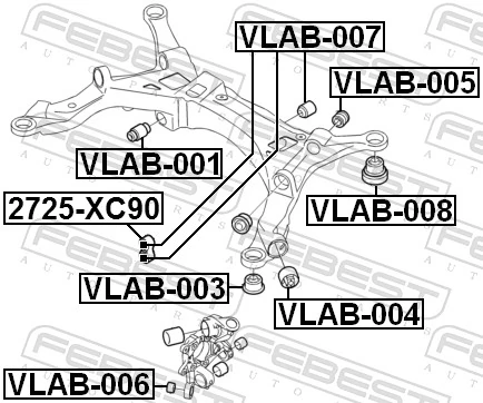 VLAB003 Febest Сайлентблок балки моста
