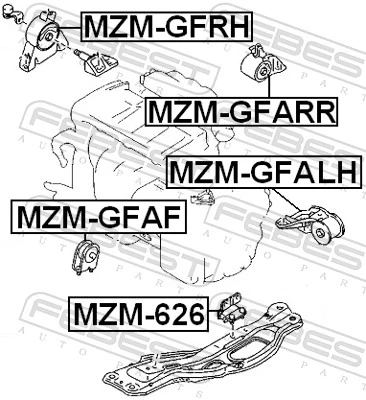 MZM626 Febest Подушка (опора) двигуна, нижня