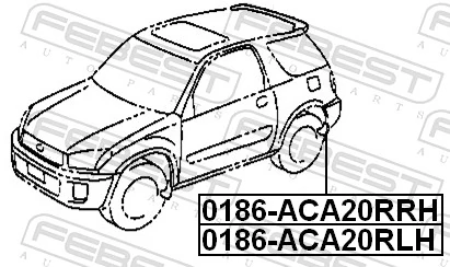 0186ACA20RLH Febest Бризговик задній, лівий