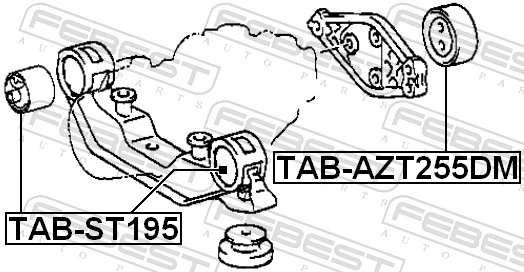 TABAZT255DM Febest Сайлентблок (подушка) редуктора заднього моста, задній