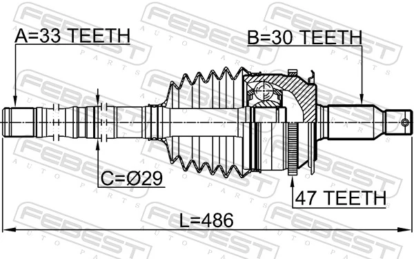0414KB4A47L Febest Граната зовнішня