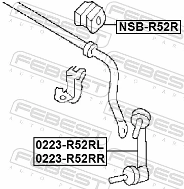 NSBR52R Febest Гумка заднього стабілізатора