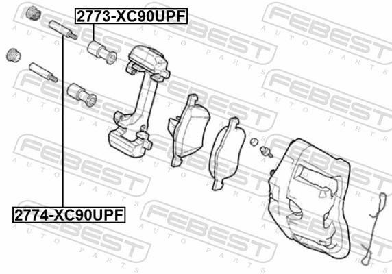 2774XC90UPF Febest Втулка напрямна гальмівного супорта