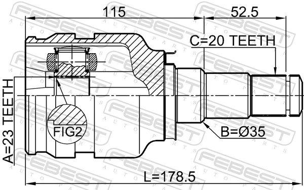ШРУС внутрішній правий на Toyota Corolla  E18