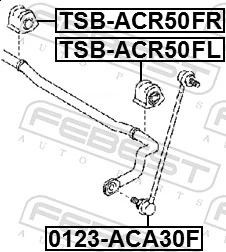 TSBACR50FR Febest Втулка стабілізатора переднього, права