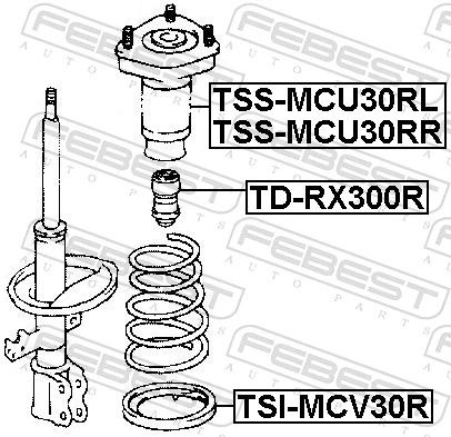 TSSMCU30RL Febest Опора амортизатора заднього, лівого
