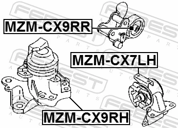 MZMCX9RH Febest Права подушка мотора