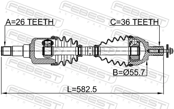 2114CB4LH Febest Привід лівий