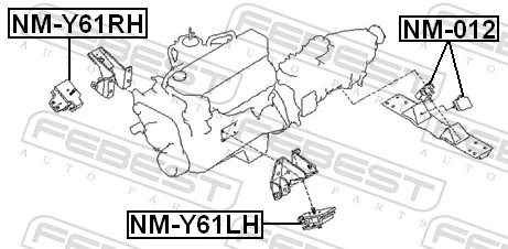 NMY61RH Febest Права подушка мотора