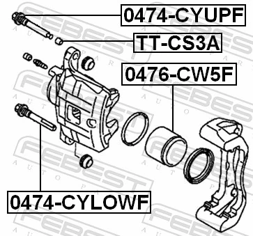 0474CYUPF Febest Напрямна супорта заднього, нижня