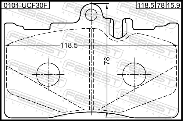 0101UCF30F Febest Передні гальмівні колодки