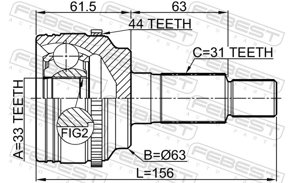 0510ERA44 Febest Граната зовнішня