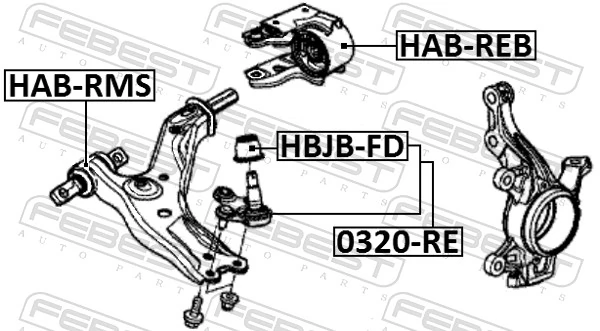 HABRMS Febest Сайлентблок переднього нижнього важеля