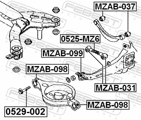 MZAB098 Febest Сайлентблок задньої тяги