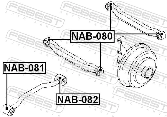 NAB082 Febest Сайлентблок заднього поздовжнього важеля, задній