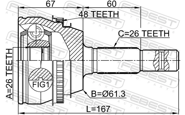 0110ACV36A48 Febest Граната зовнішня