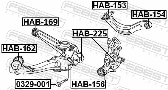 HAB225 Febest Сайлентблок задньої підвіски