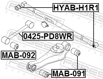 HYABH1R1 Febest Сайлентблок задньої балки