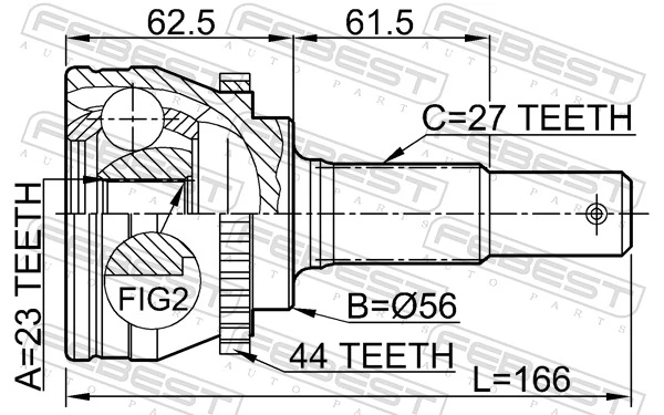 0210V10A44 Febest Граната зовнішня