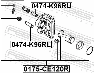 0175CE120R Febest Ремкомплект заднього гальмівного супорта