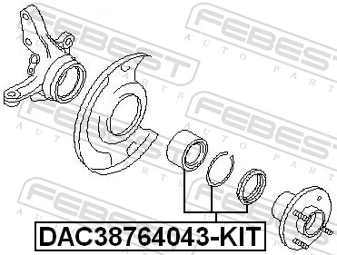 DAC38764043KIT Febest Підшипник маточини передньої
