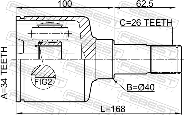 2111GE30MTLH Febest ШРУС внутрішній, передній, лівий