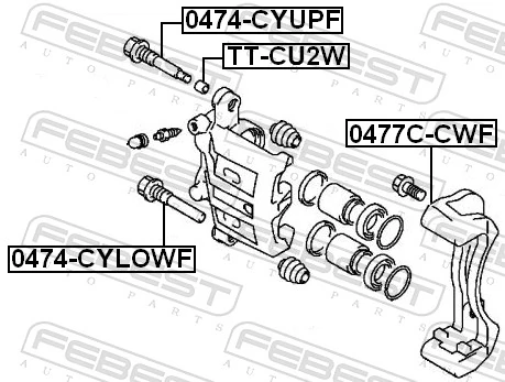0474CYLOWF Febest Напрямна супорта переднього, нижня