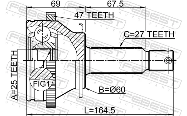 2210NS27A47 Febest Граната зовнішня