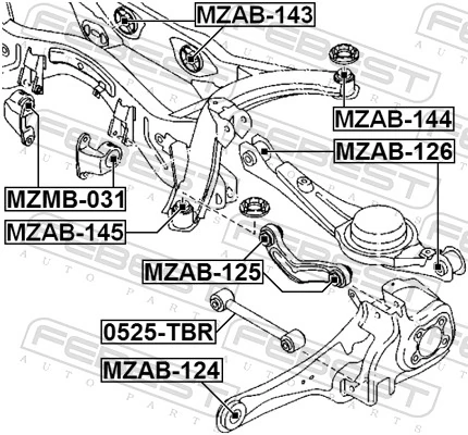 MZAB126 Febest Сайлентблок задньої тяги